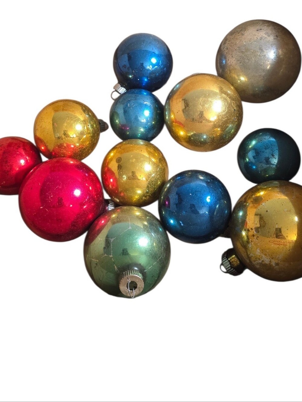 Lot of 12 Vtg. Shiny Brite Christmas Tree Ornaments  Bulbs Various Sizes Colors